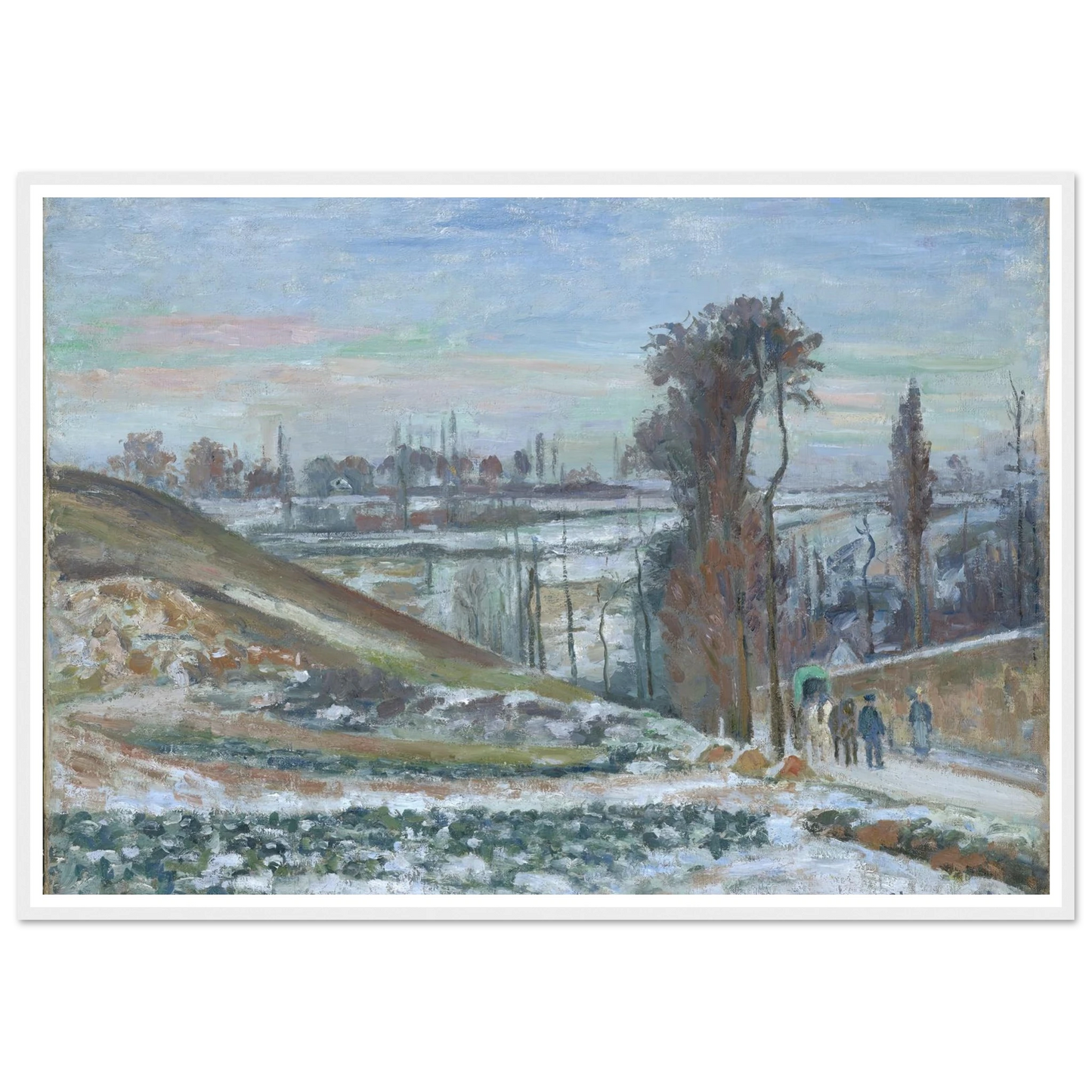 Snowy Landscape near l’Hermitage (1875) Art Print | Camille Pissarro - Framed Poster - 30x40 cm / 12x16″ - Black frame