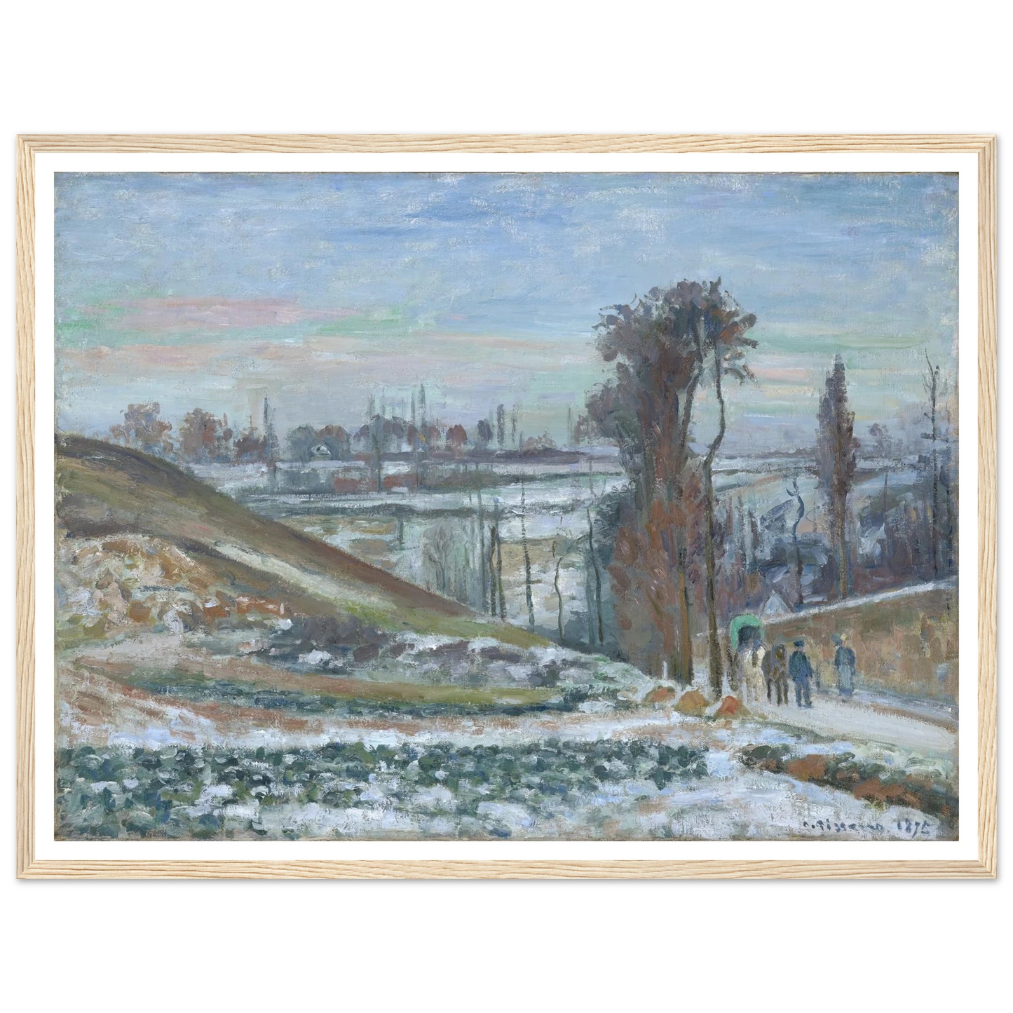 Snowy Landscape near l’Hermitage (1875) Art Print | Camille Pissarro - Framed Poster - 30x40 cm / 12x16″ - Black frame
