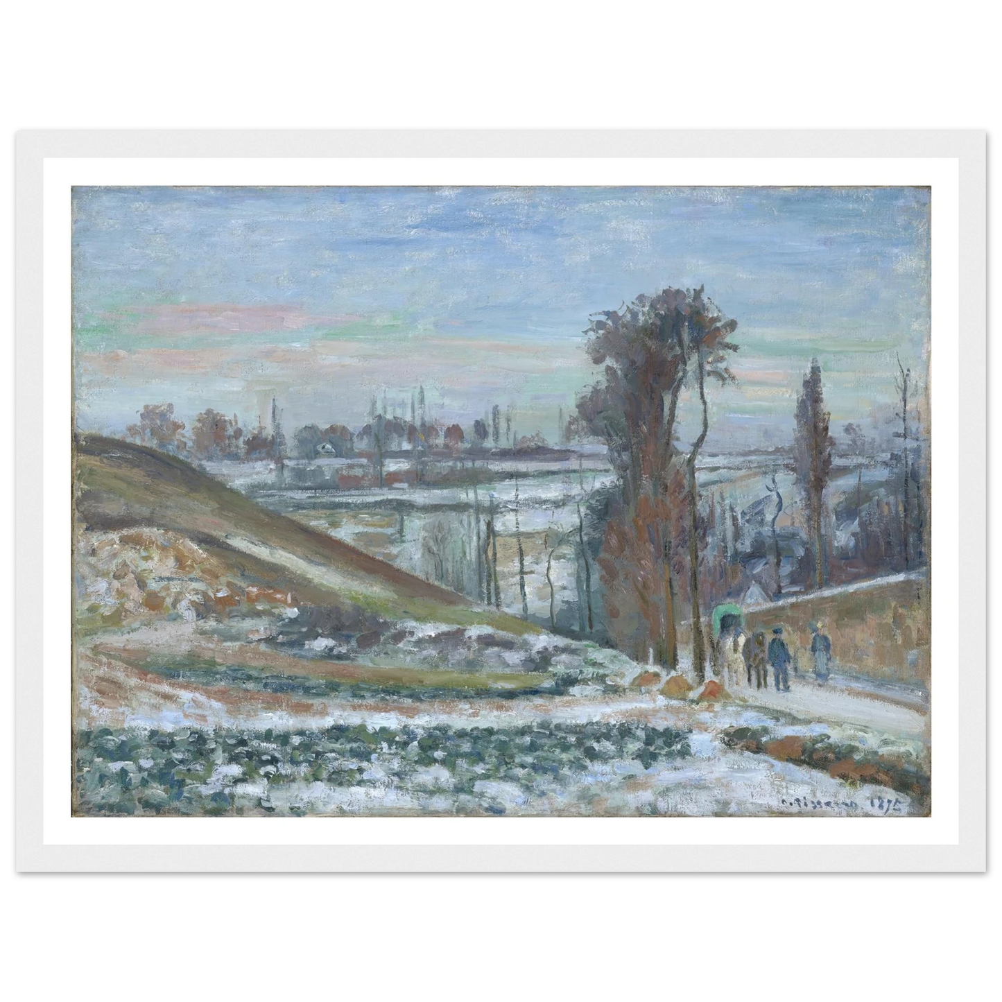 Snowy Landscape near l’Hermitage (1875) Art Print | Camille Pissarro - Framed Poster - 30x40 cm / 12x16″ - Black frame