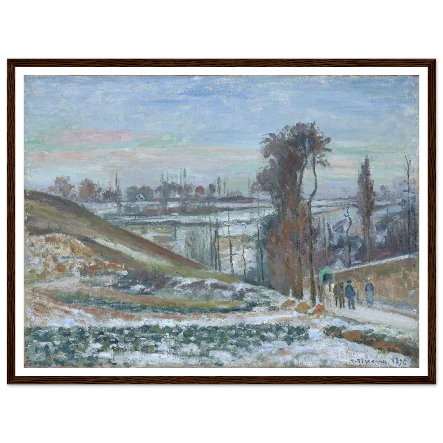 Snowy Landscape near l’Hermitage (1875) Art Print | Camille Pissarro - Framed Poster - 30x40 cm / 12x16″ - Black frame