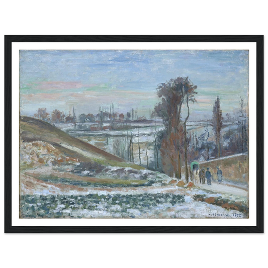 Snowy Landscape near l’Hermitage (1875) Art Print | Camille Pissarro - Framed Poster - 30x40 cm / 12x16″ - Black frame