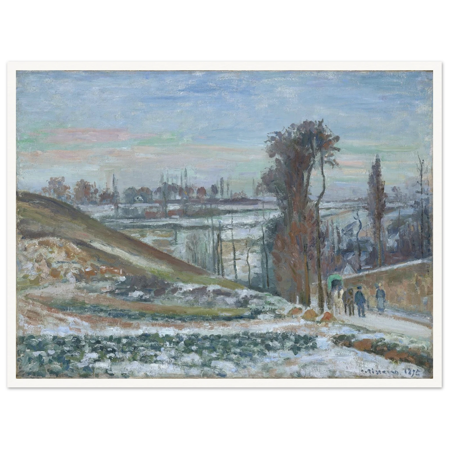 Snowy Landscape near l’Hermitage (1875) Art Print | Camille Pissarro - Framed Poster - 30x40 cm / 12x16″ - Black frame