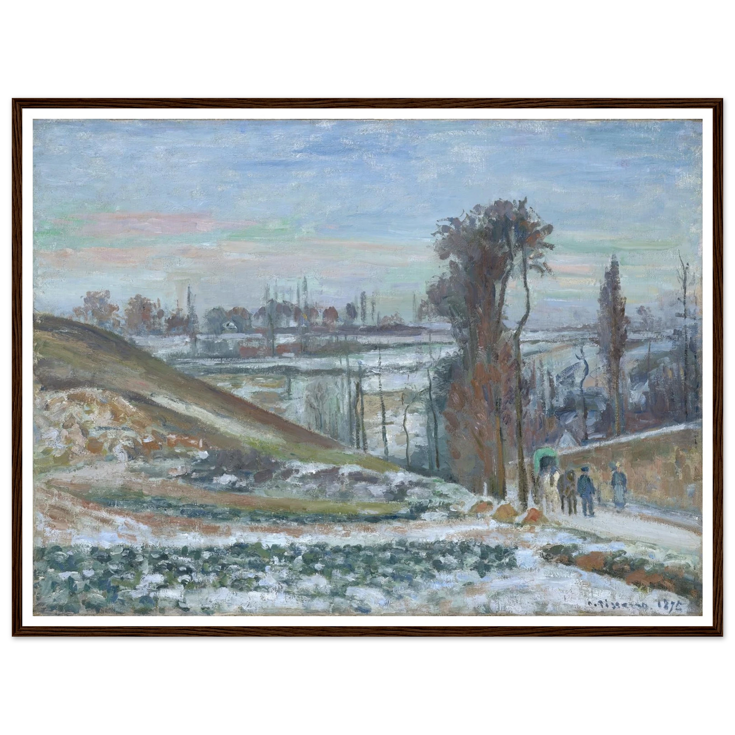 Snowy Landscape near l’Hermitage (1875) Art Print | Camille Pissarro - Framed Poster - 30x40 cm / 12x16″ - Black frame