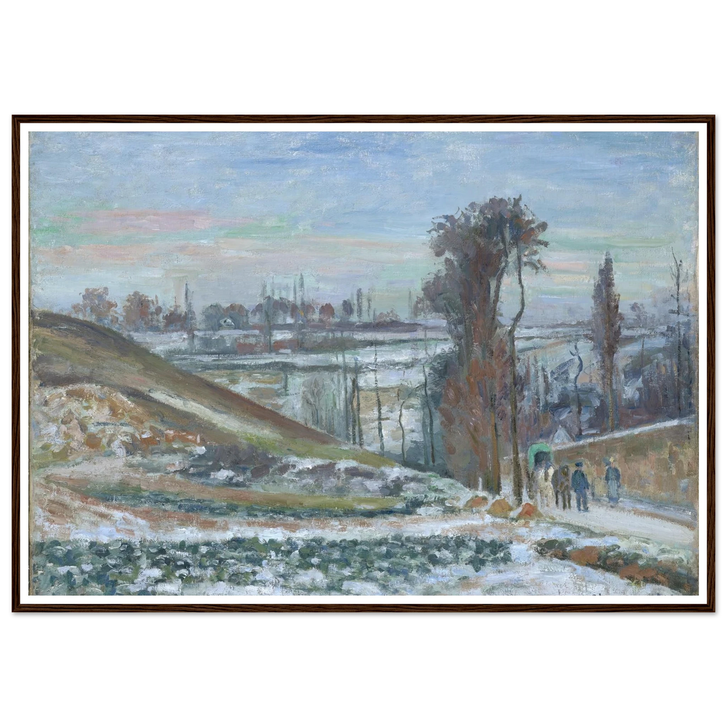 Snowy Landscape near l’Hermitage (1875) Art Print | Camille Pissarro - Framed Poster - 30x40 cm / 12x16″ - Black frame