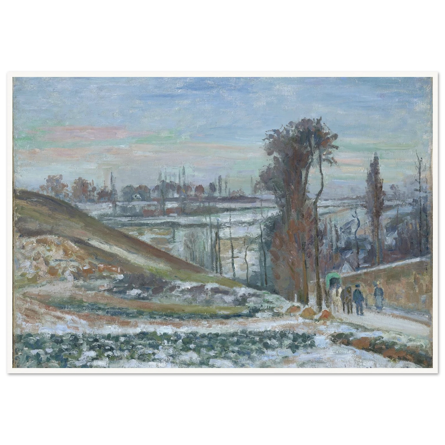 Snowy Landscape near l’Hermitage (1875) Art Print | Camille Pissarro - Framed Poster - 30x40 cm / 12x16″ - Black frame