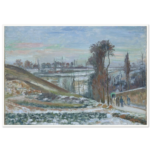Snowy Landscape near l’Hermitage (1875) Art Print | Camille Pissarro - Framed Poster - 30x40 cm / 12x16″ - Black frame