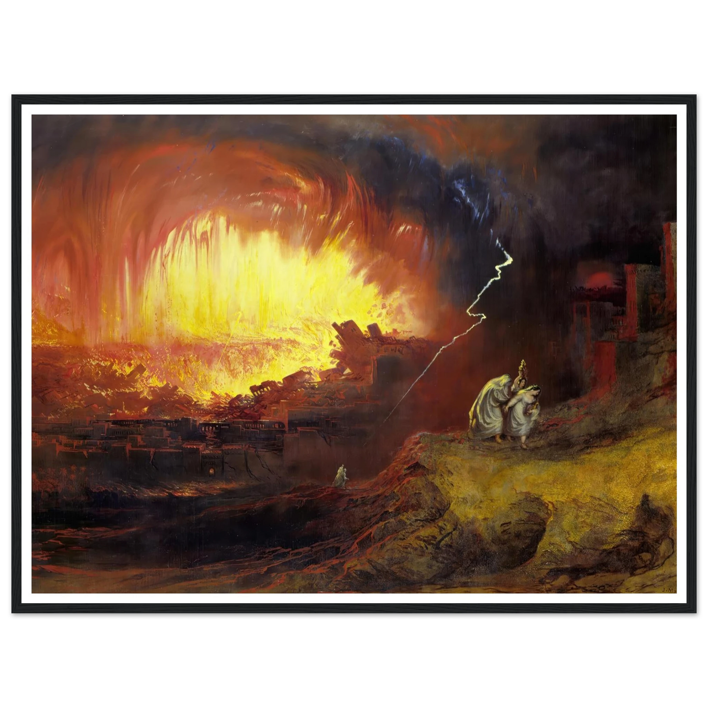 Sodom and Gomorrah (1852) Art Print | John Martin - Framed Poster - 30x40 cm / 12x16″ - Black frame