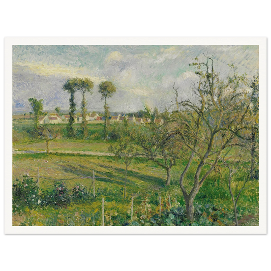Soleil Couchant Au Valhermeil, Auvers-Sur-Oise (1880) Art Print | Camille Pissarro - Framed Poster - 30x40 cm / 12x16″ - Black frame