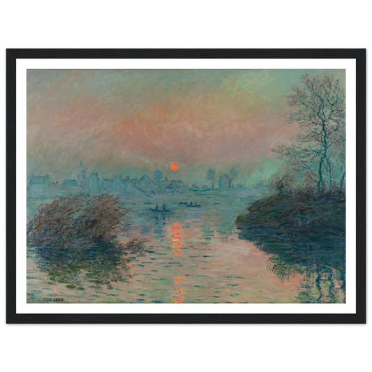 Soleil couchant sur la Seine à Lavacourt, effet d’hiver (1880) Art Print | Claude Monet - Framed Poster - 30x40 cm / 12x16″ - Black frame