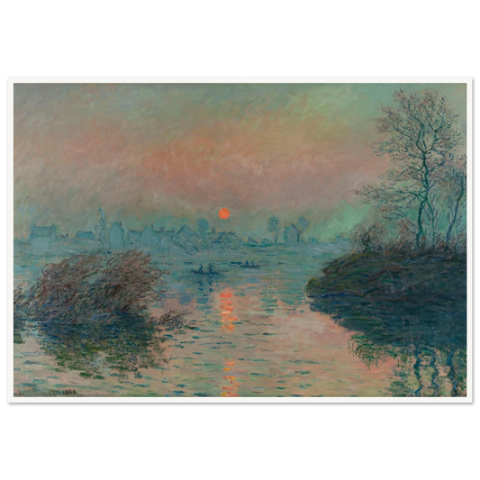 Soleil couchant sur la Seine à Lavacourt, effet d’hiver (1880) Art Print | Claude Monet - Framed Poster - 30x40 cm / 12x16″ - Black frame