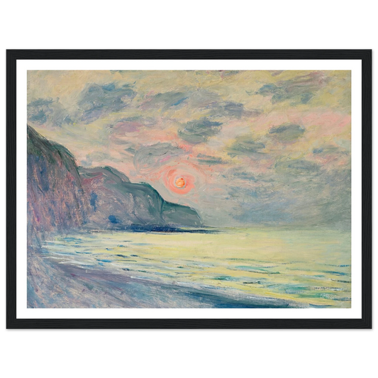 Soleil couchant, temps brumeux, Pourville (1882) Art Print | Claude Monet - Framed Poster - 30x40 cm / 12x16″ - Black frame