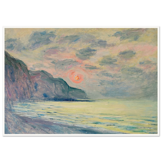 Soleil couchant, temps brumeux, Pourville (1882) Art Print | Claude Monet - Framed Poster - 30x40 cm / 12x16″ - Black frame