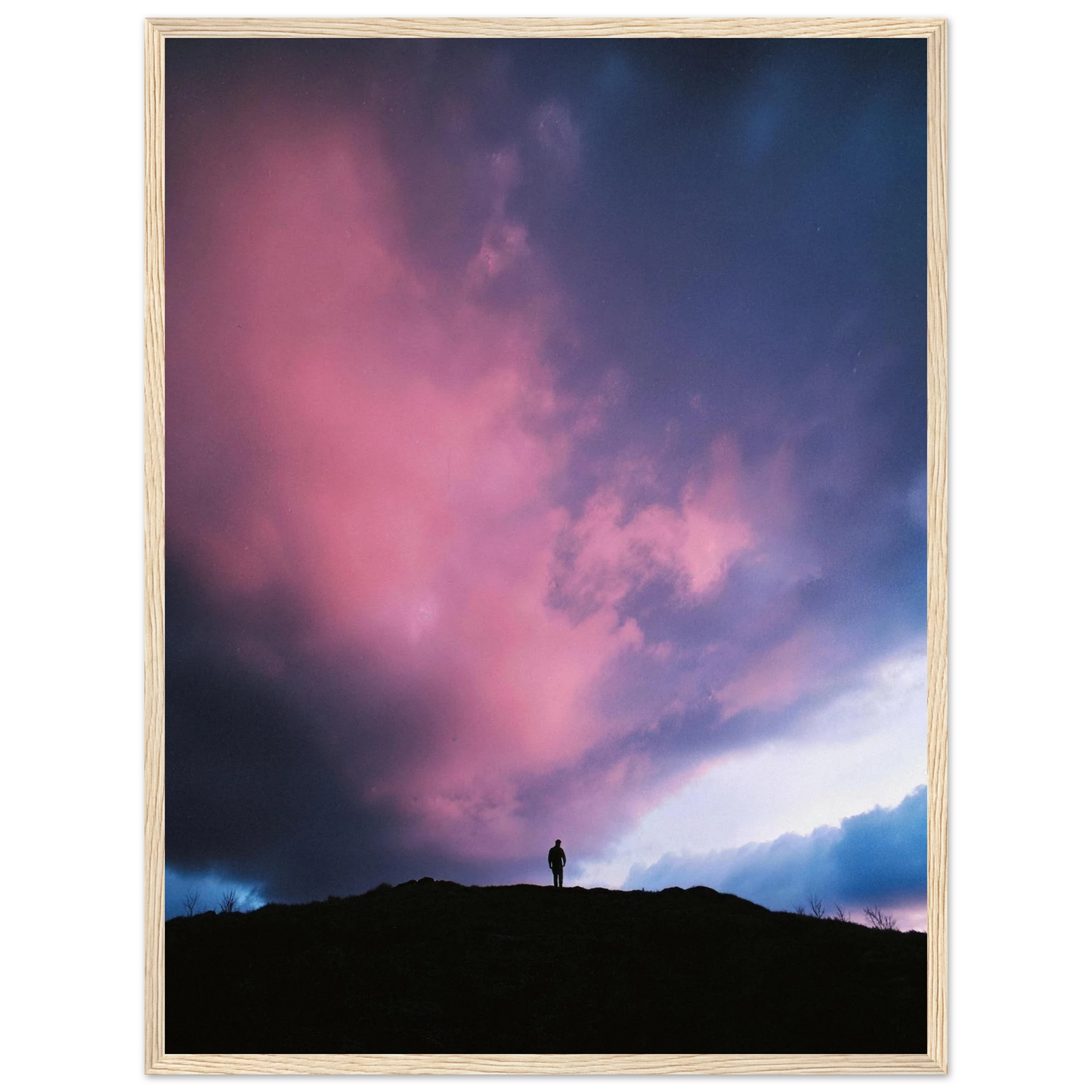 Solitude Under The Cosmic Bloom - Framed Poster - 30x40 cm / 12x16″ - Black frame