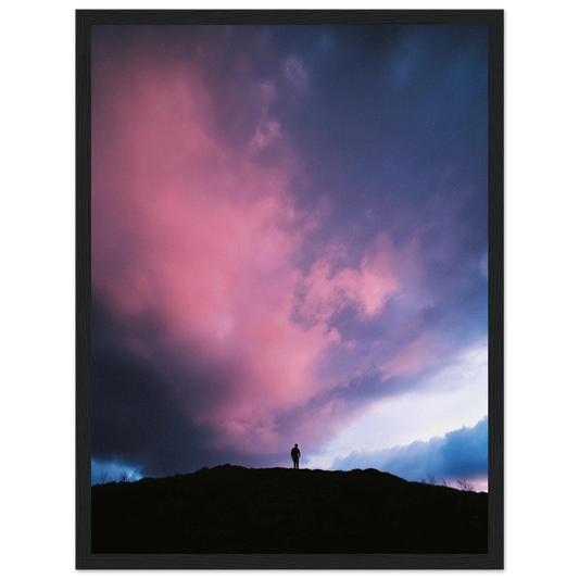 Solitude Under The Cosmic Bloom - Framed Poster - 30x40 cm / 12x16″ - Black frame