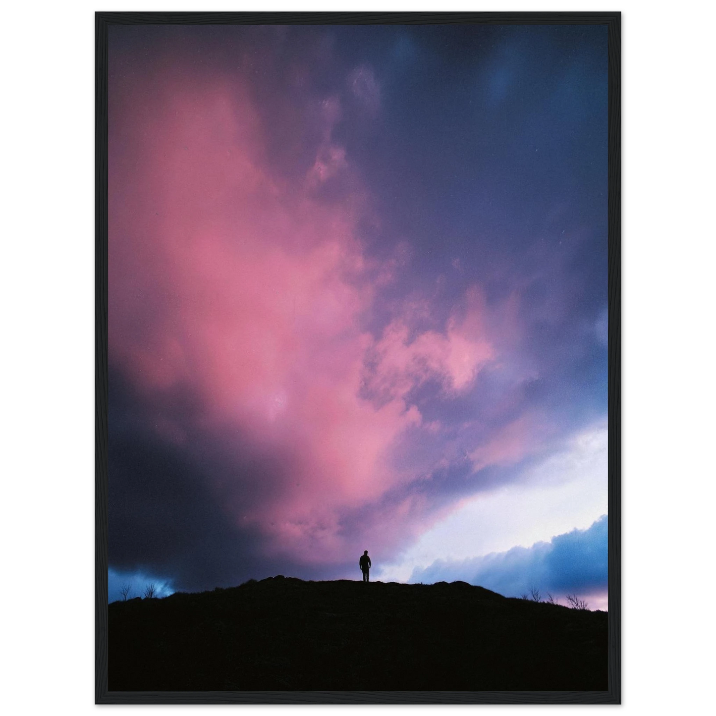 Solitude Under The Cosmic Bloom - Framed Poster - 30x40 cm / 12x16″ - Black frame