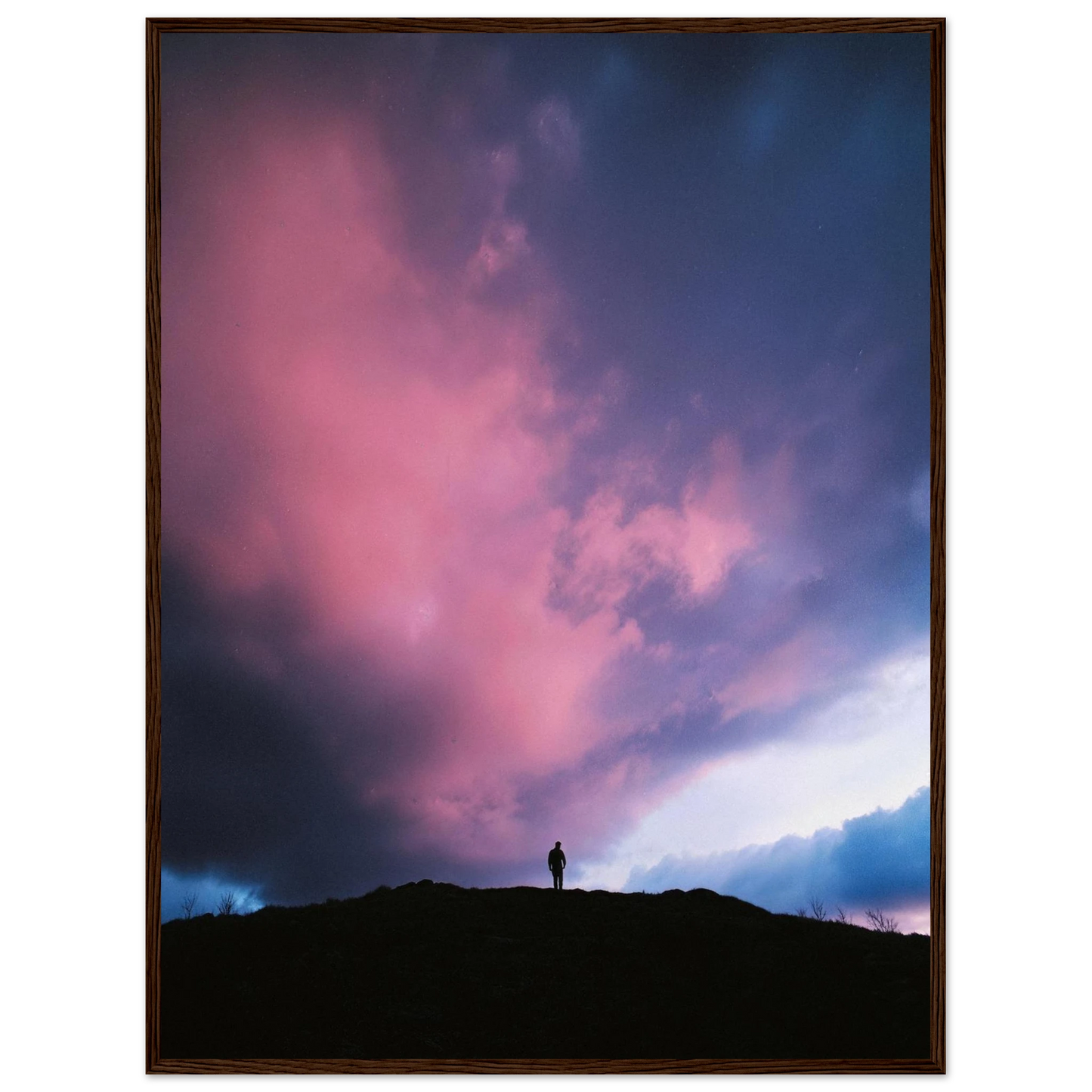 Solitude Under The Cosmic Bloom - Framed Poster - 30x40 cm / 12x16″ - Black frame