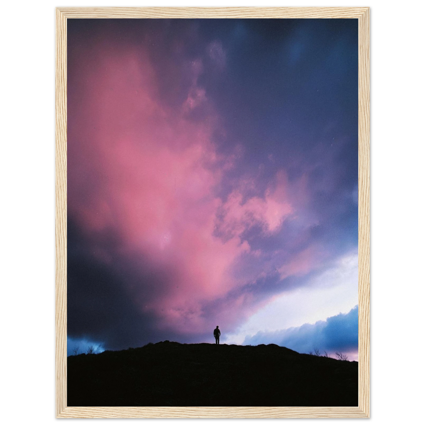 Solitude Under The Cosmic Bloom - Framed Poster - 30x40 cm / 12x16″ - Black frame