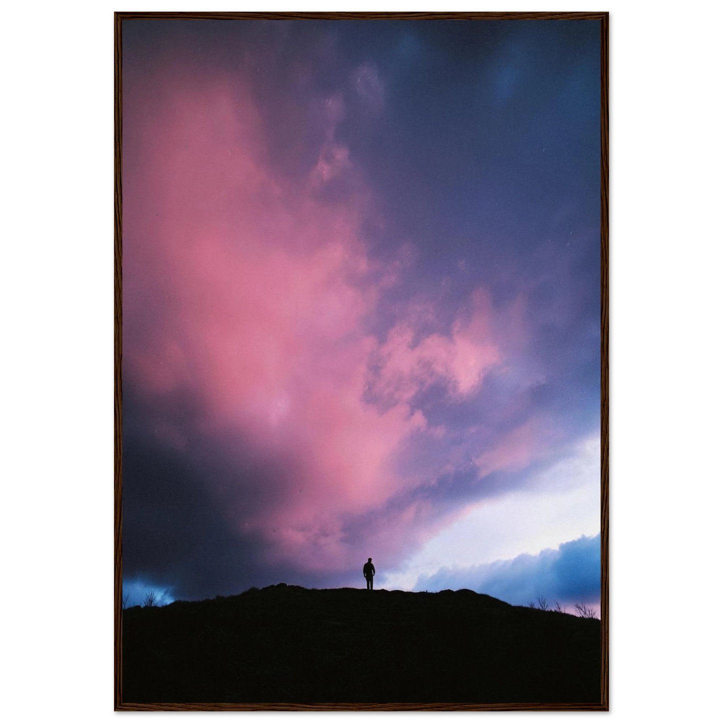 Solitude Under The Cosmic Bloom - Framed Poster - 30x40 cm / 12x16″ - Black frame