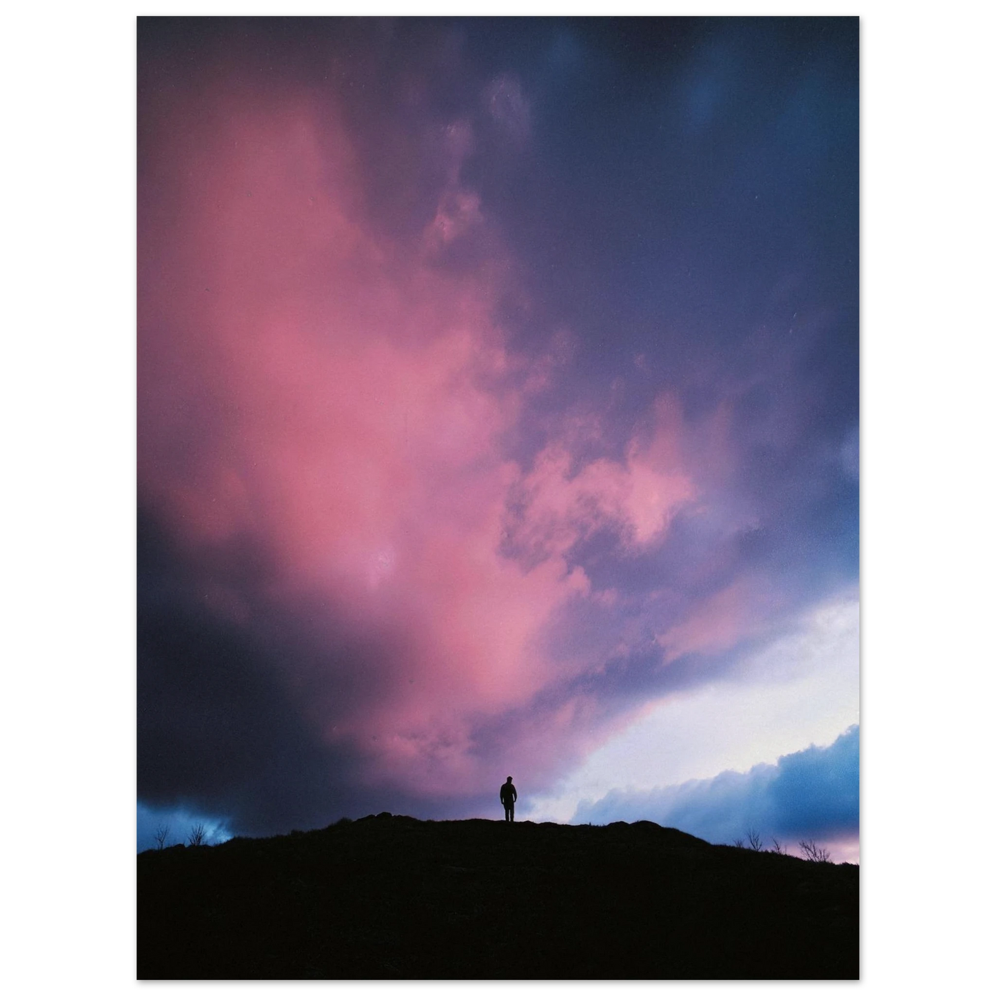 Solitude Under The Cosmic Bloom - Framed Poster - 30x40 cm / 12x16″ - Black frame