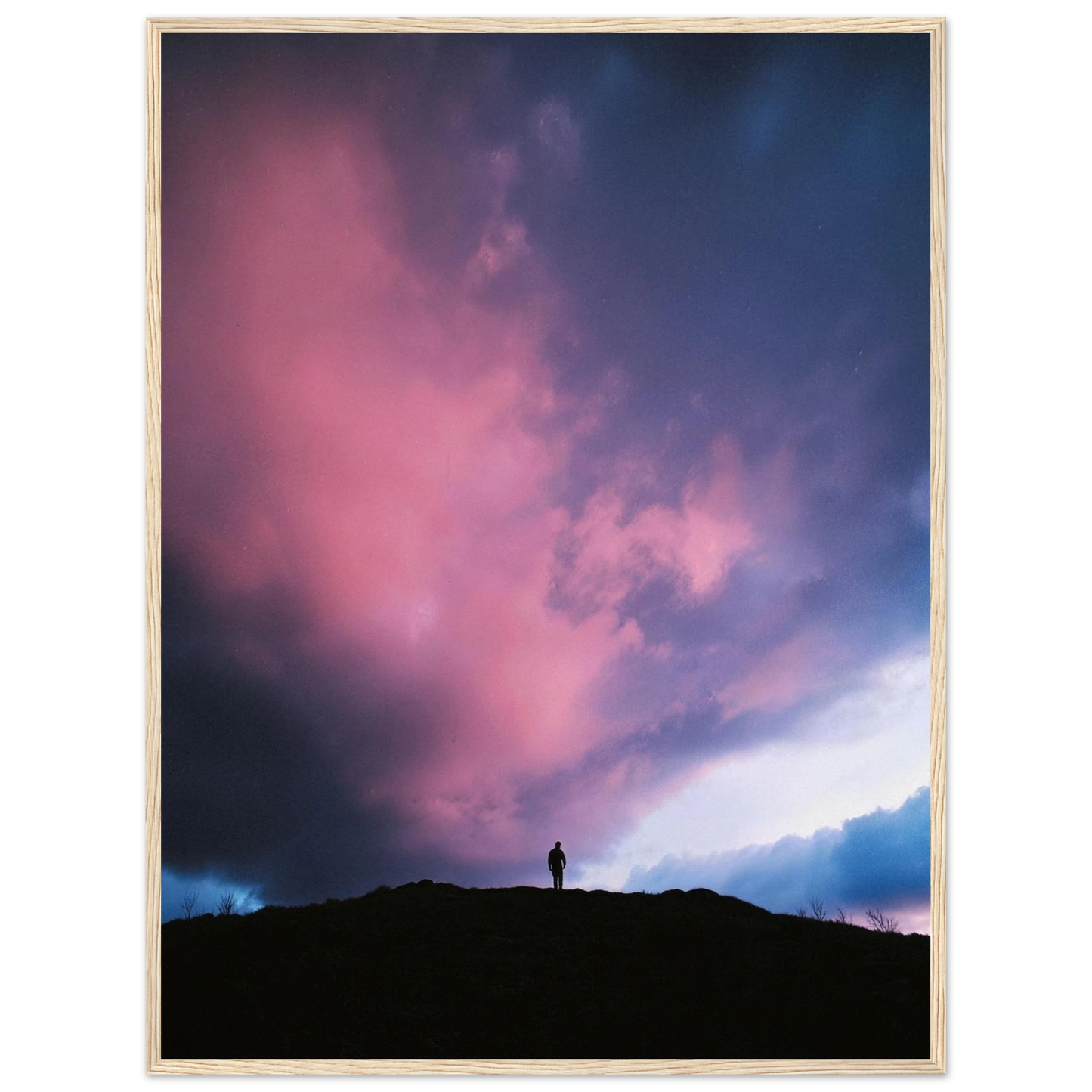 Solitude Under The Cosmic Bloom - Framed Poster - 30x40 cm / 12x16″ - Black frame