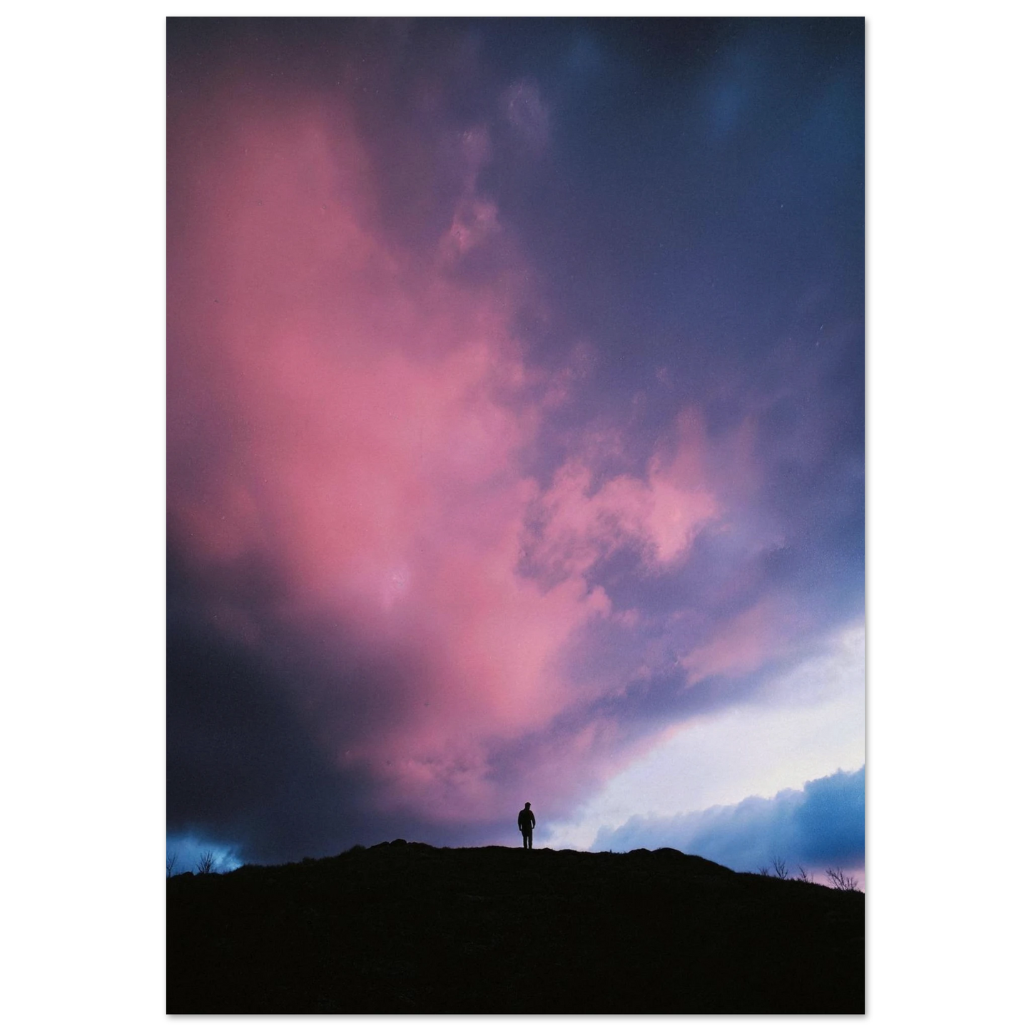 Solitude Under The Cosmic Bloom - Framed Poster - 30x40 cm / 12x16″ - Black frame