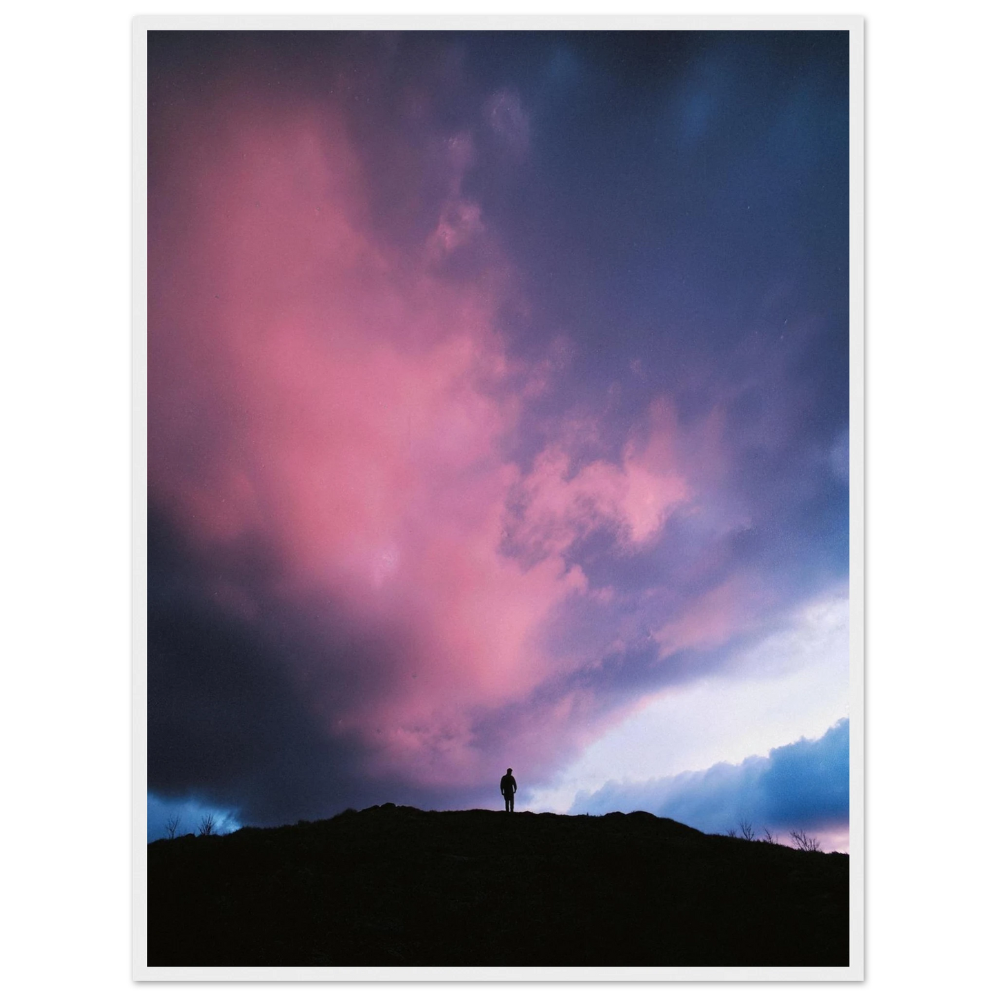 Solitude Under The Cosmic Bloom - Framed Poster - 30x40 cm / 12x16″ - Black frame