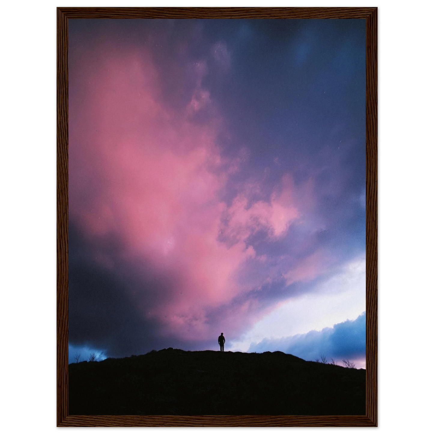 Solitude Under The Cosmic Bloom - Framed Poster - 30x40 cm / 12x16″ - Black frame