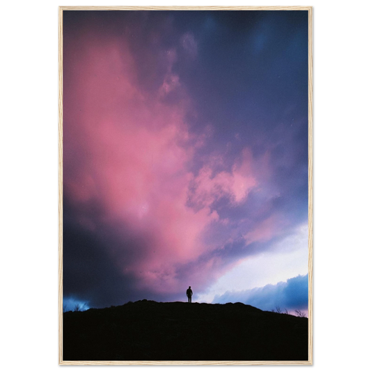 Solitude Under The Cosmic Bloom - Framed Poster - 30x40 cm / 12x16″ - Black frame