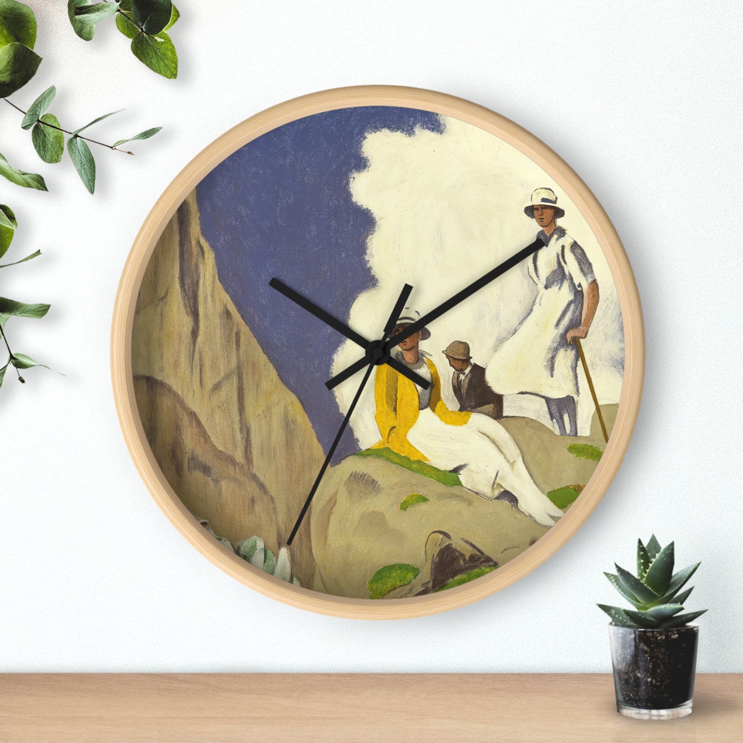 Sommer in der Schweiz Wall Clock | Emil Cardinaux - Black - Wooden Base - 10"