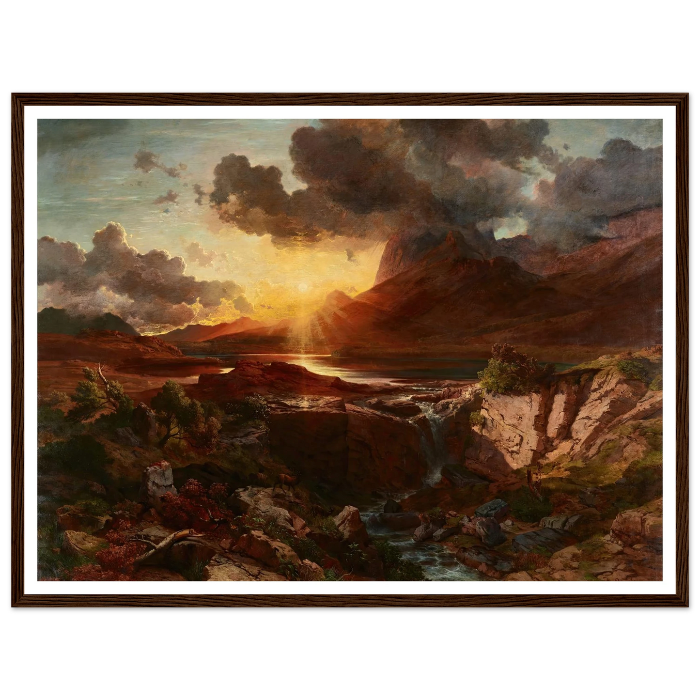 Sonnenuntergang am Hintersee in Berchtesgaden (1858) Art Print | Albert Zimmermann - Framed Poster - 30x40 cm / 12x16″ - Black frame