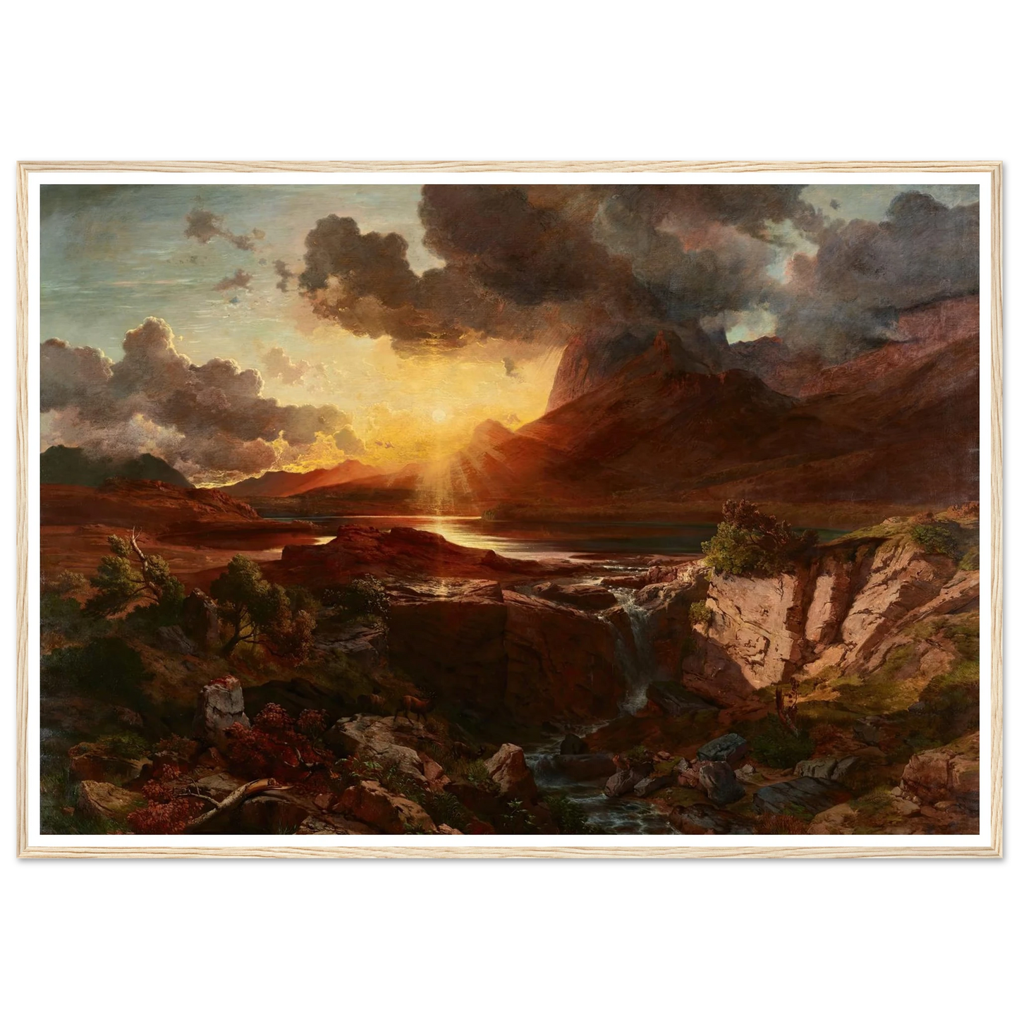 Sonnenuntergang am Hintersee in Berchtesgaden (1858) Art Print | Albert Zimmermann - Framed Poster - 30x40 cm / 12x16″ - Black frame