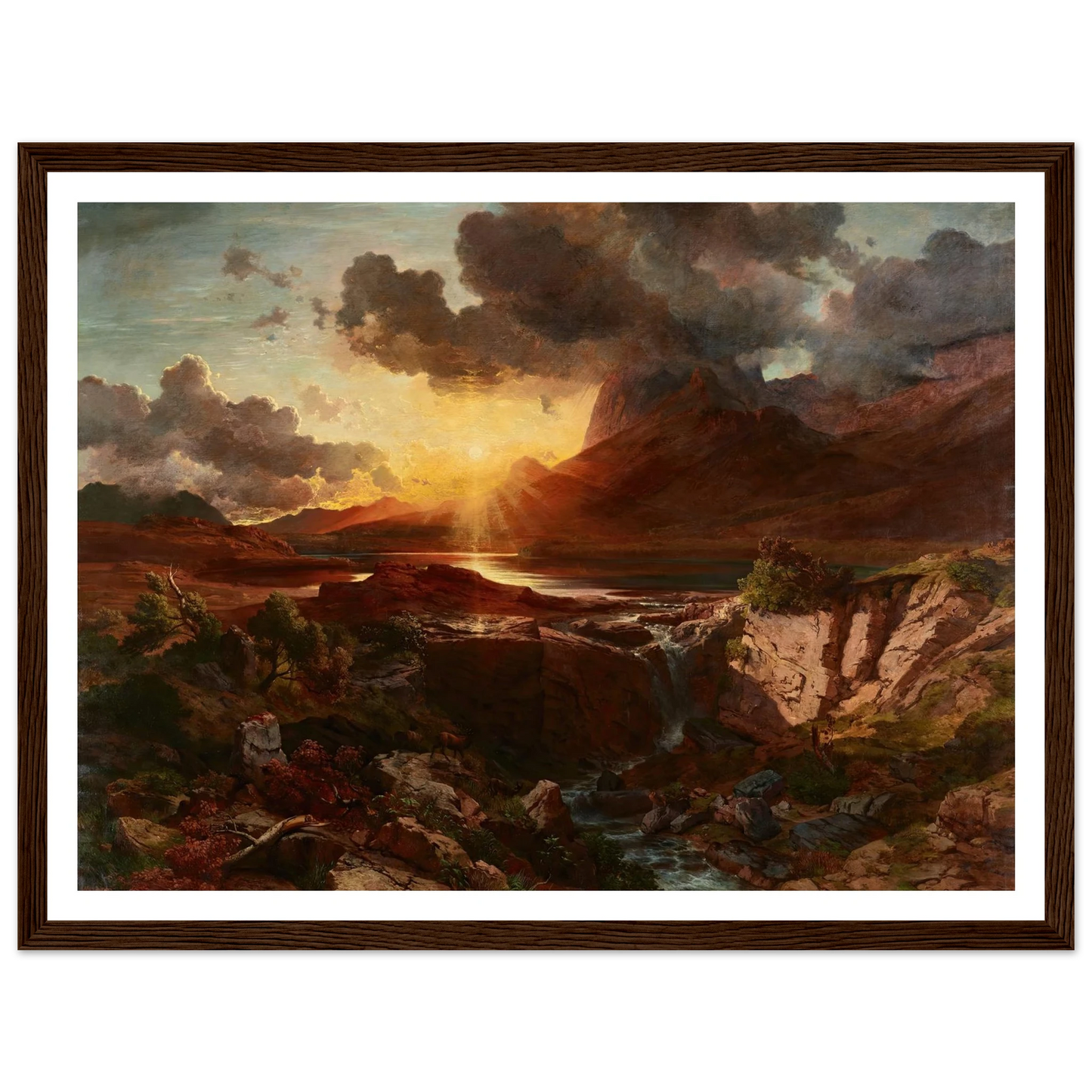 Sonnenuntergang am Hintersee in Berchtesgaden (1858) Art Print | Albert Zimmermann - Framed Poster - 30x40 cm / 12x16″ - Black frame