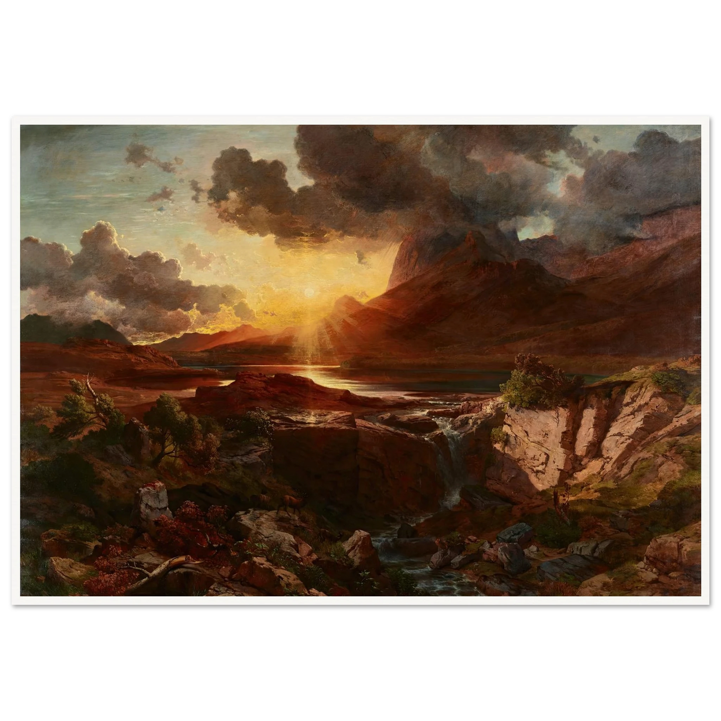 Sonnenuntergang am Hintersee in Berchtesgaden (1858) Art Print | Albert Zimmermann - Framed Poster - 30x40 cm / 12x16″ - Black frame