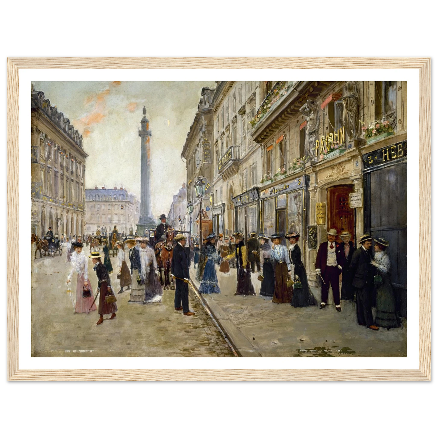 Sortie des ouvrières de la maison Paquin (1900) Art Print | Jean Beraud - Framed Poster - 30x40 cm / 12x16″ - Black frame