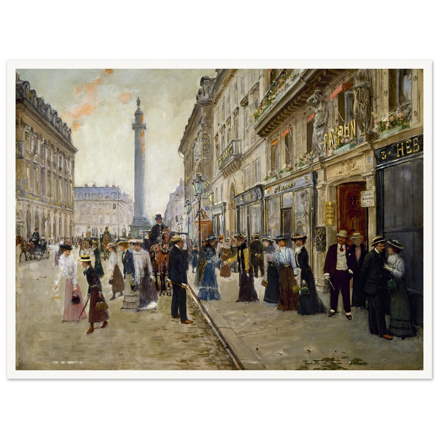 Sortie des ouvrières de la maison Paquin (1900) Art Print | Jean Beraud - Framed Poster - 30x40 cm / 12x16″ - Black frame