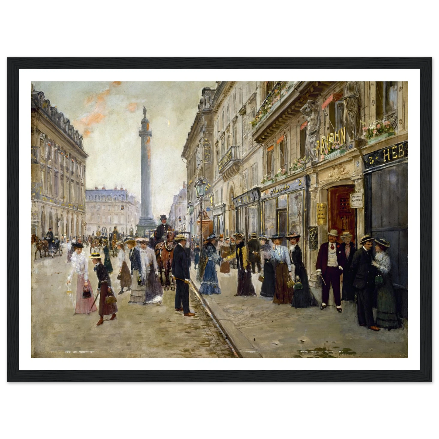 Sortie des ouvrières de la maison Paquin (1900) Art Print | Jean Beraud - Framed Poster - 30x40 cm / 12x16″ - Black frame