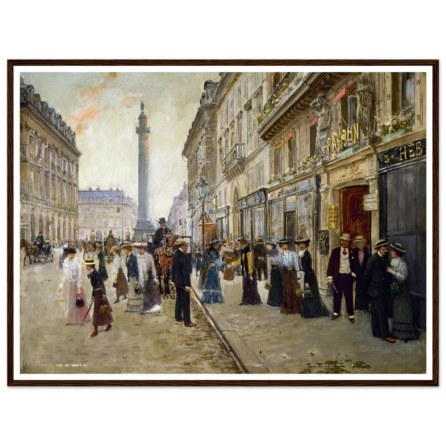 Sortie des ouvrières de la maison Paquin (1900) Art Print | Jean Beraud - Framed Poster - 30x40 cm / 12x16″ - Black frame