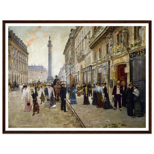 Sortie des ouvrières de la maison Paquin (1900) Art Print | Jean Beraud - Framed Poster - 30x40 cm / 12x16″ - Black frame
