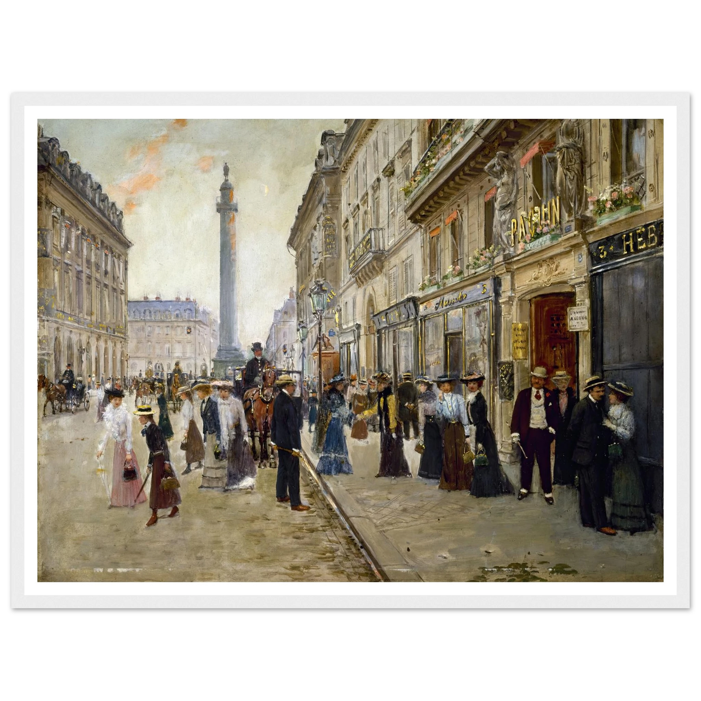 Sortie des ouvrières de la maison Paquin (1900) Art Print | Jean Beraud - Framed Poster - 30x40 cm / 12x16″ - Black frame