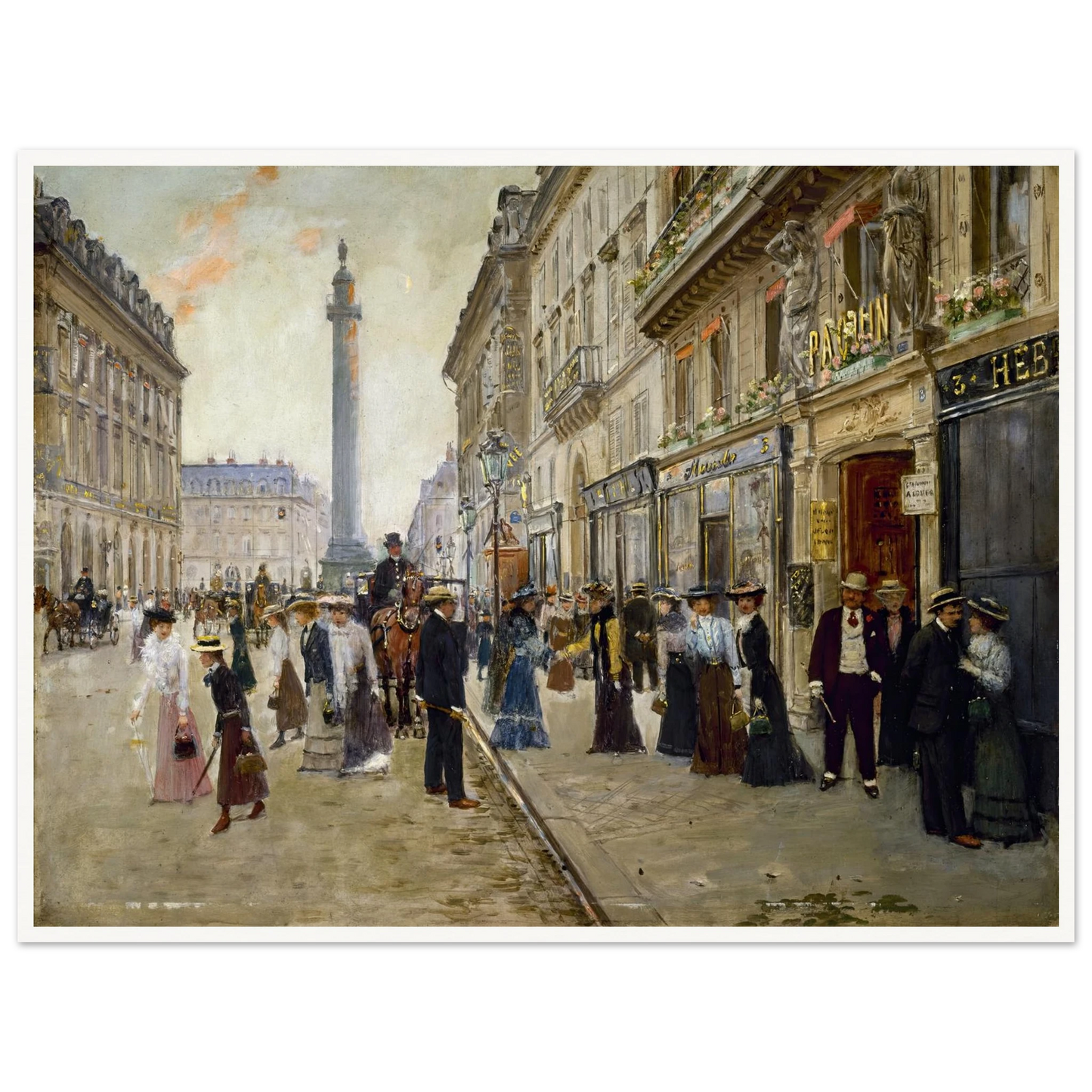 Sortie des ouvrières de la maison Paquin (1900) Art Print | Jean Beraud - Framed Poster - 30x40 cm / 12x16″ - Black frame