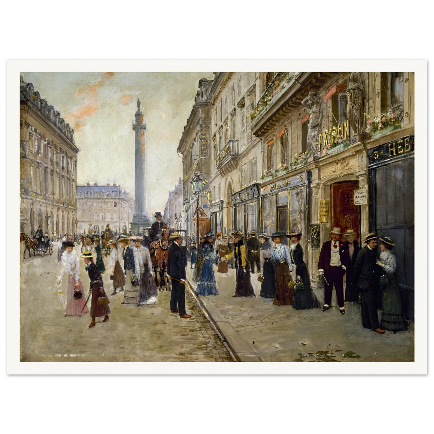 Sortie des ouvrières de la maison Paquin (1900) Art Print | Jean Beraud - Framed Poster - 30x40 cm / 12x16″ - Black frame
