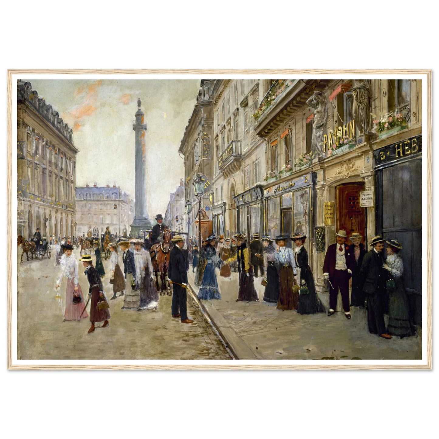Sortie des ouvrières de la maison Paquin (1900) Art Print | Jean Beraud - Framed Poster - 30x40 cm / 12x16″ - Black frame