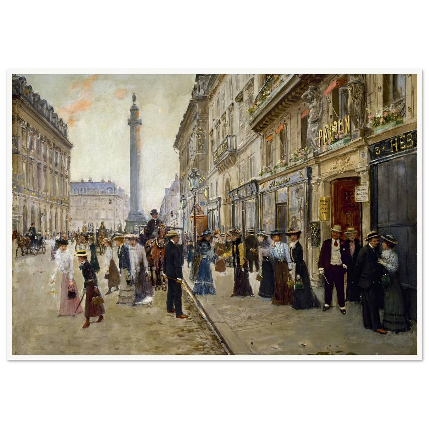 Sortie des ouvrières de la maison Paquin (1900) Art Print | Jean Beraud - Framed Poster - 30x40 cm / 12x16″ - Black frame