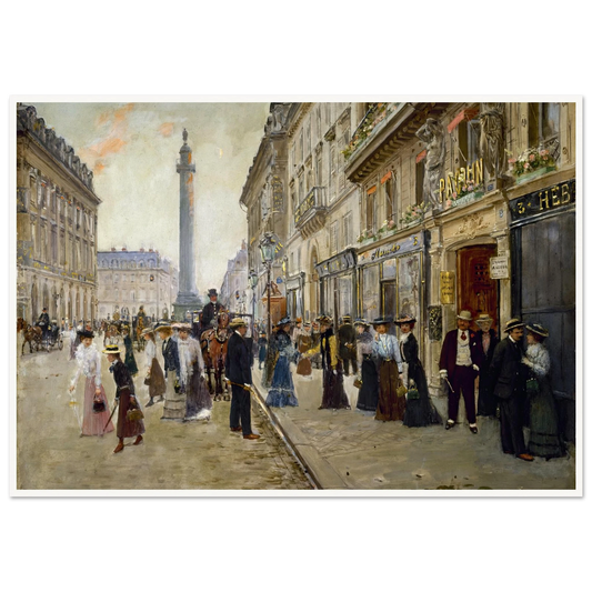 Sortie des ouvrières de la maison Paquin (1900) Art Print | Jean Beraud - Framed Poster - 30x40 cm / 12x16″ - Black frame