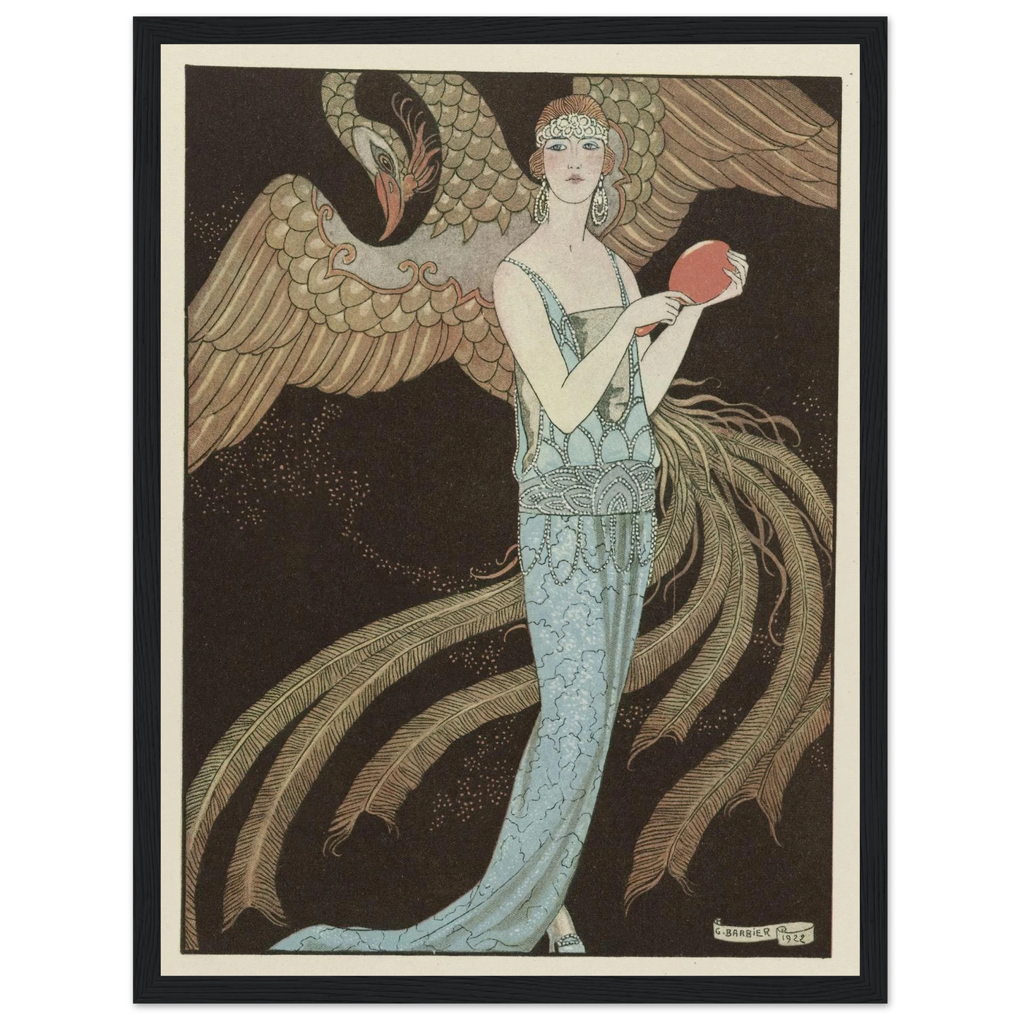 Sortilèges ; Robe du soir, de Beer (1922) Art Print | George Barbier - Framed Poster - 30x40 cm / 12x16″ - Black frame