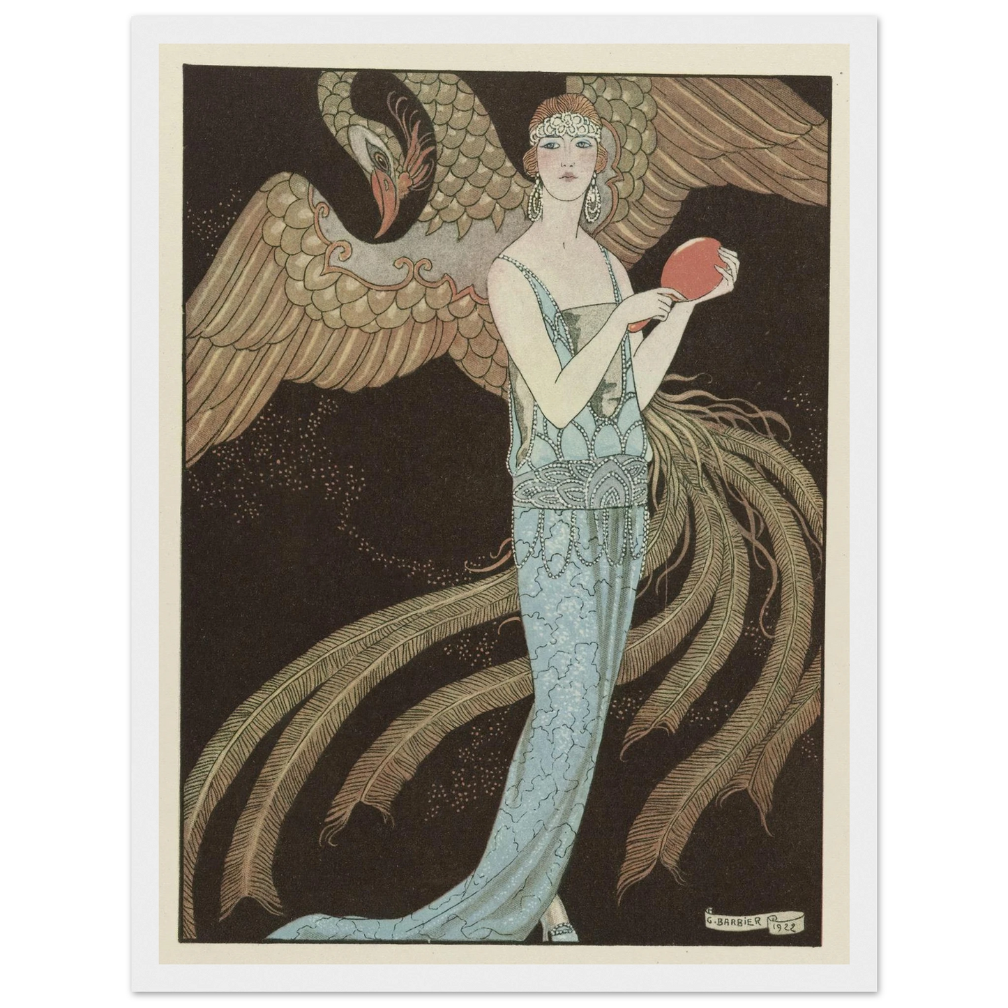 Sortilèges ; Robe du soir, de Beer (1922) Art Print | George Barbier - Framed Poster - 30x40 cm / 12x16″ - Black frame