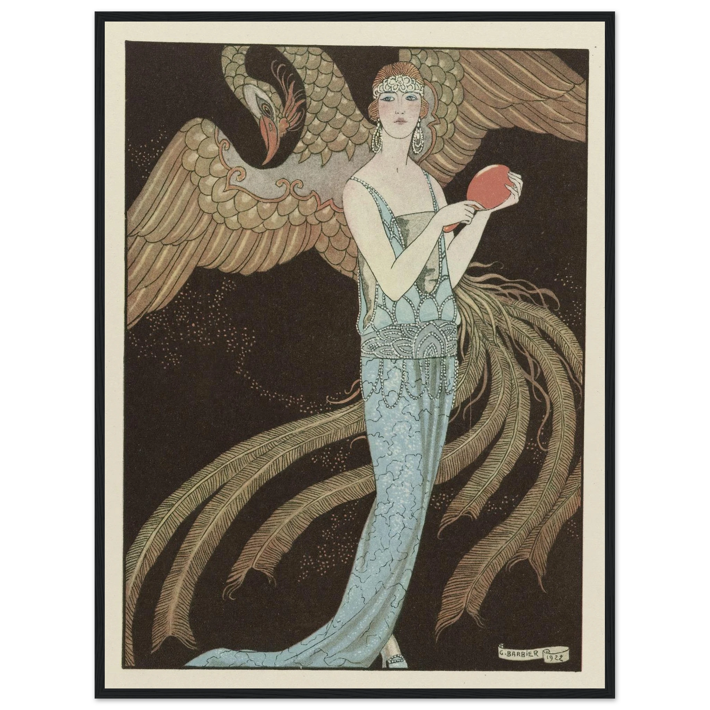 Sortilèges ; Robe du soir, de Beer (1922) Art Print | George Barbier - Framed Poster - 30x40 cm / 12x16″ - Black frame