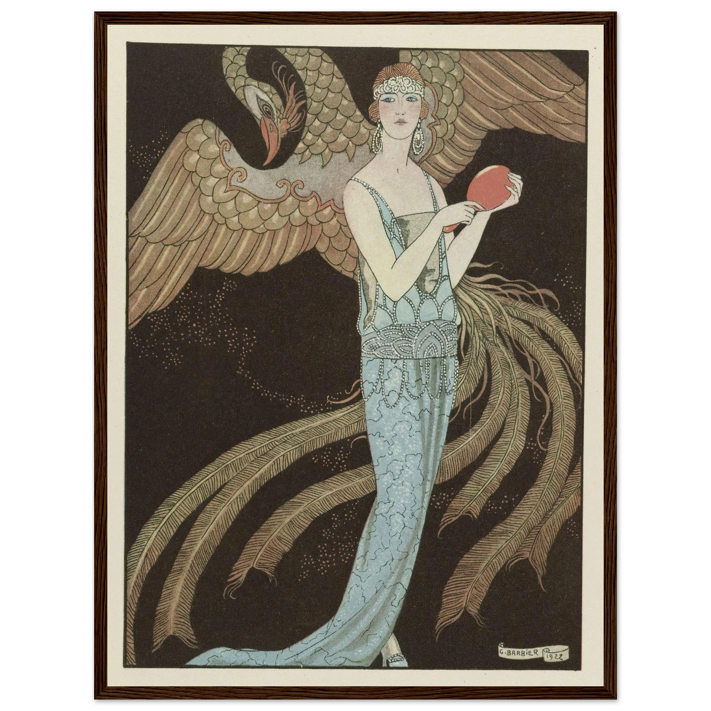 Sortilèges ; Robe du soir, de Beer (1922) Art Print | George Barbier - Framed Poster - 30x40 cm / 12x16″ - Black frame