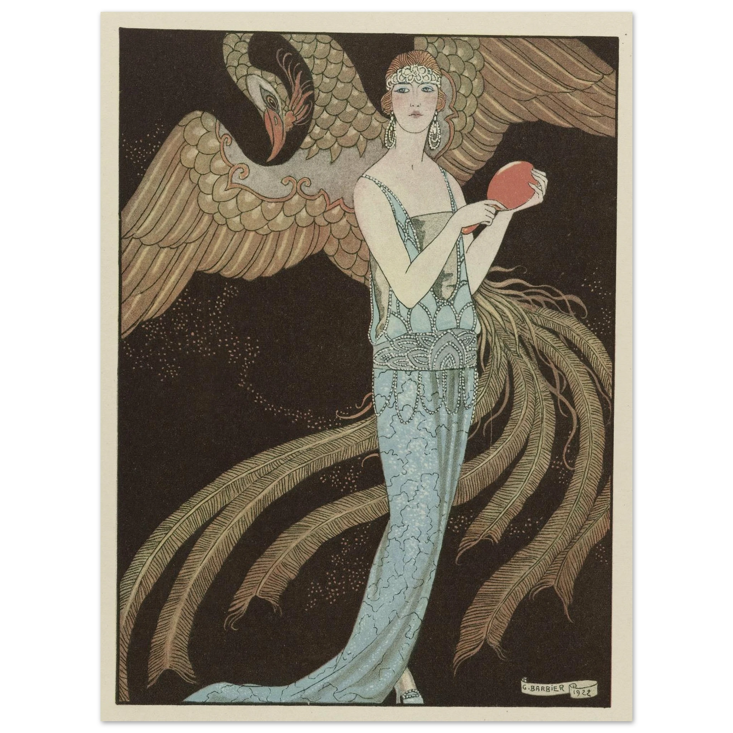 Sortilèges ; Robe du soir, de Beer (1922) Art Print | George Barbier - Framed Poster - 30x40 cm / 12x16″ - Black frame