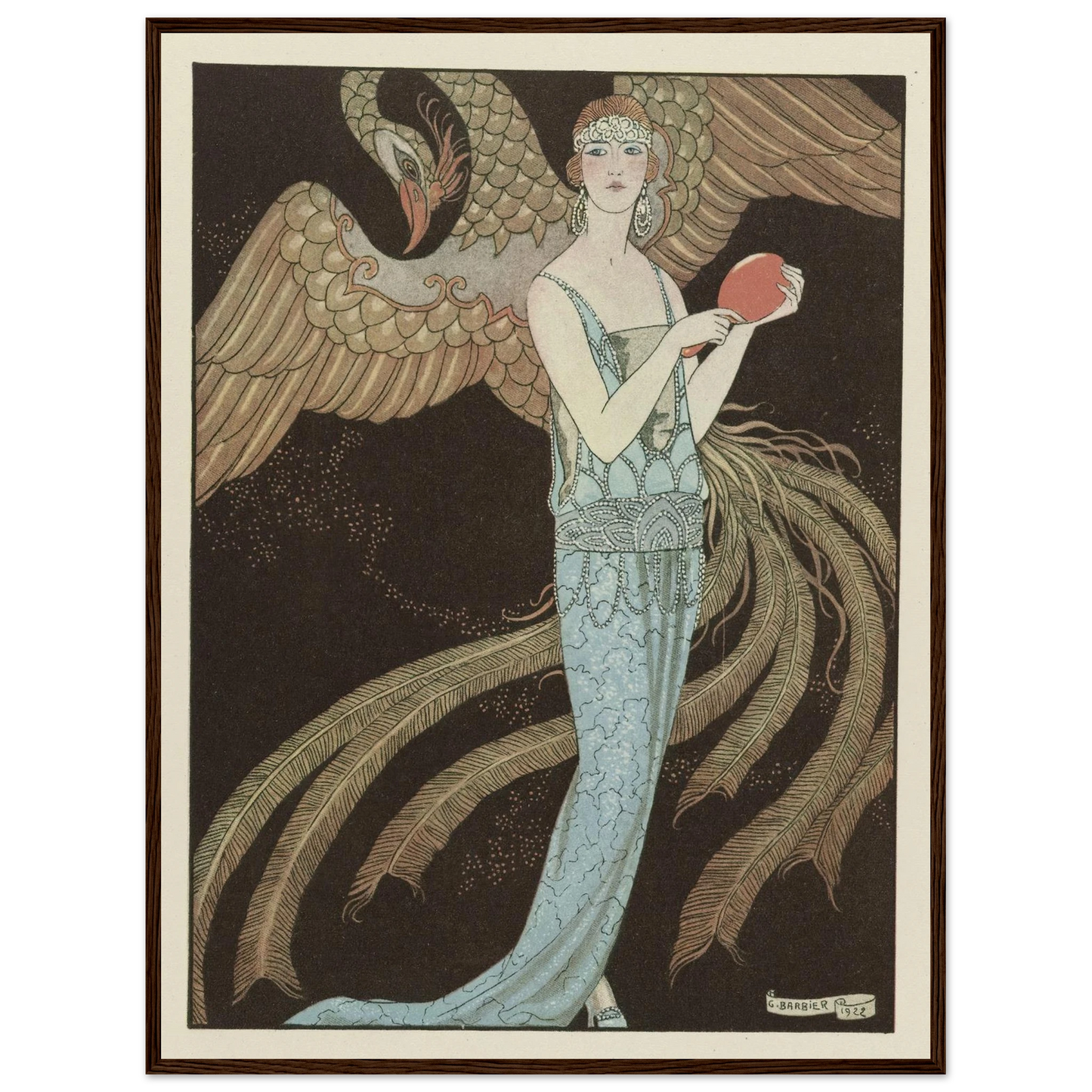 Sortilèges ; Robe du soir, de Beer (1922) Art Print | George Barbier - Framed Poster - 30x40 cm / 12x16″ - Black frame